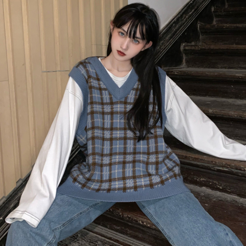 2021 autumn and winter korean style v neck knitted plaid sleeveless vest sweaters womens sweaters and pullovers womens (C8632), White;black
2021 autumn and winter korean style v neck knitted plaid sleeveless vest sweaters womens sweaters and pullovers womens (C8632), White;black