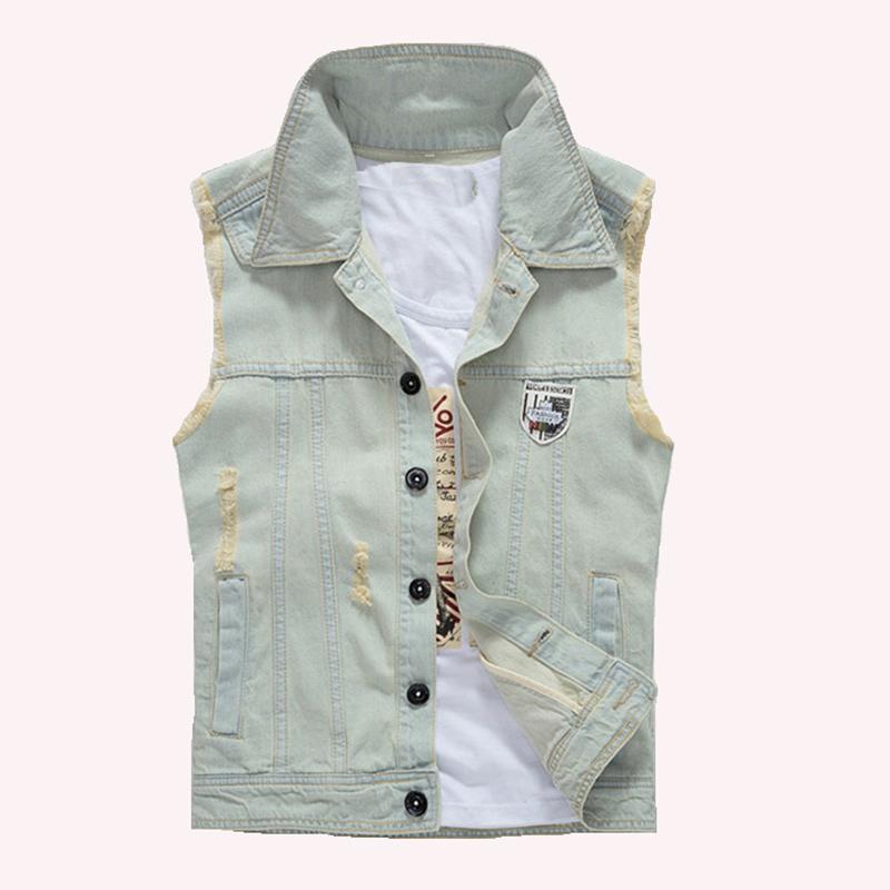 Men' Vests Ripped Jeans Sleeveless Jacket Hip Hop Street Punk Style Cowboy Denim Vest Rock Motorcycle Waistcoat Male Clothing
Men' Vests Ripped Jeans Sleeveless Jacket Hip Hop Street Punk Style Cowboy Denim Vest Rock Motorcycle Waistcoat Male Clothing