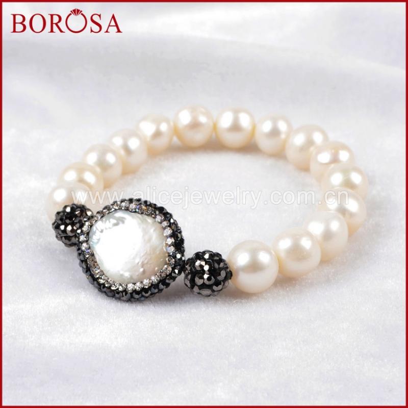 Beaded, Strands BOROSA 5PCS Handcrafted Bracelets,Round Natural Pearl Paved Zircon With White Beaded Bracelets For Women JAB152, Black
Beaded, Strands BOROSA 5PCS Handcrafted Bracelets,Round Natural Pearl Paved Zircon With White Beaded Bracelets For Women JAB152, Black