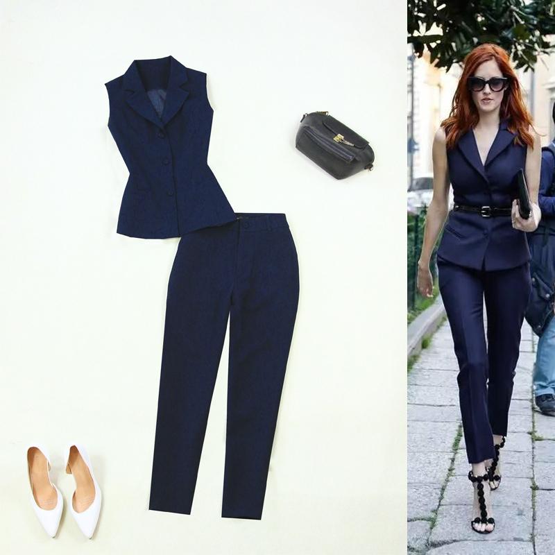 Women' Suits & Blazers Jacket And Pants Blazer Women Suit Jackets Two Piece Office Lady, Navy blue
Women' Suits & Blazers Jacket And Pants Blazer Women Suit Jackets Two Piece Office Lady, Navy blue