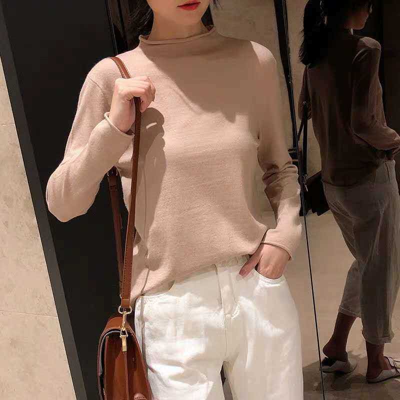 Casual Half Turtleneck Sweater Women Bottoming Tops Autumn Winter Knitted Pullover Loose Thin Long Sleeve Jumper Top 210526, Apple green
Casual Half Turtleneck Sweater Women Bottoming Tops Autumn Winter Knitted Pullover Loose Thin Long Sleeve Jumper Top 210526, Apple green