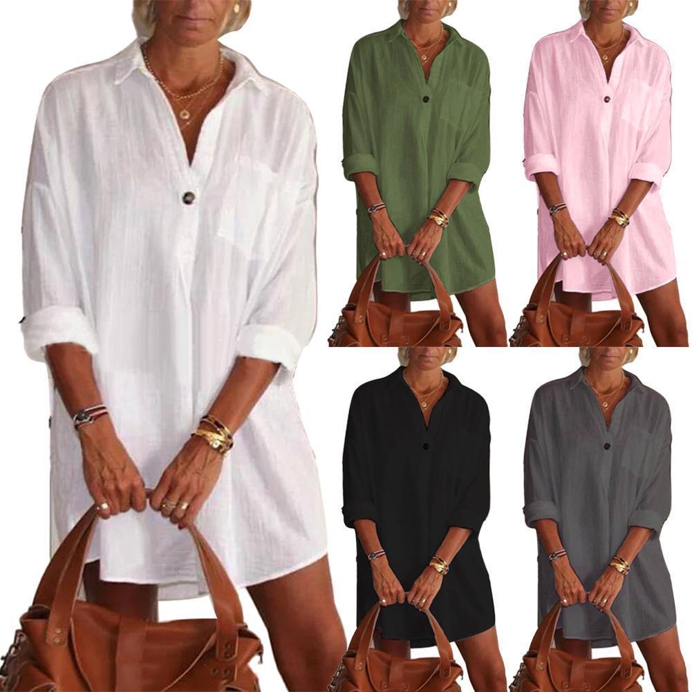 v-neck women solid dress color v neck long sleeve pocket button loose shirt mini good quality, Black;gray
v-neck women solid dress color v neck long sleeve pocket button loose shirt mini good quality, Black;gray