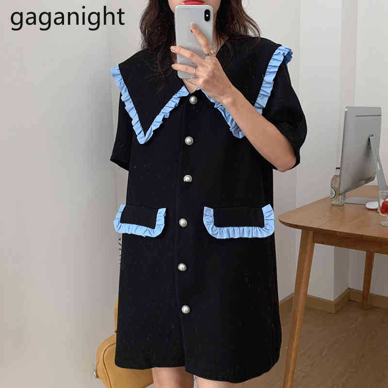 Gaganight French Turn-down Collar Retro Dress Elegant Ruffle Solid Summer Dress Women Casual Button Short Sleeve Mini Dress 210519, White
Gaganight French Turn-down Collar Retro Dress Elegant Ruffle Solid Summer Dress Women Casual Button Short Sleeve Mini Dress 210519, White
