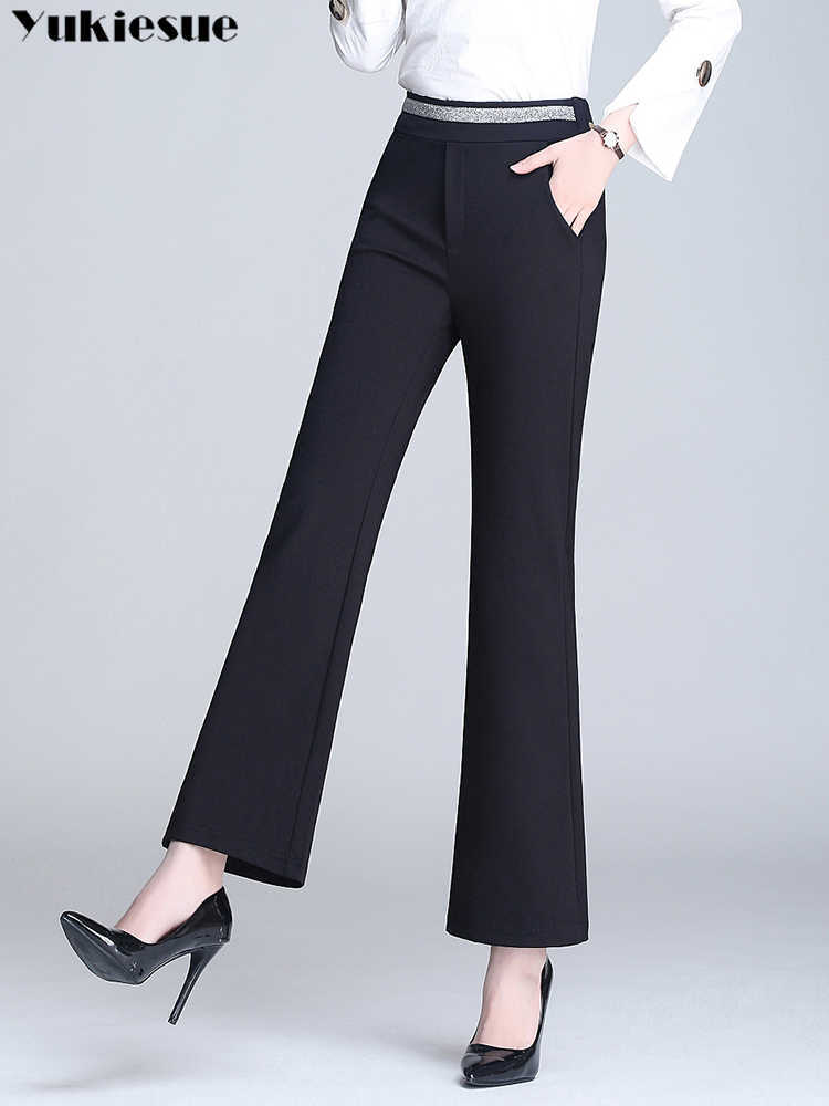 High Waist wide leg Pants Woman Elegant Female plus size 4XL for Ladies Trousers Flare capris Bottoms 210608