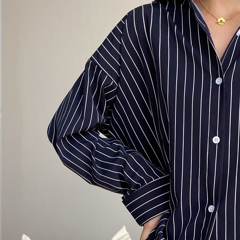 Korean Striped Blouse Women Casual Loose Office Lady Tops Long Sleeve Shirts OL Style Female Fashion Blusas Clothes 11876 210506