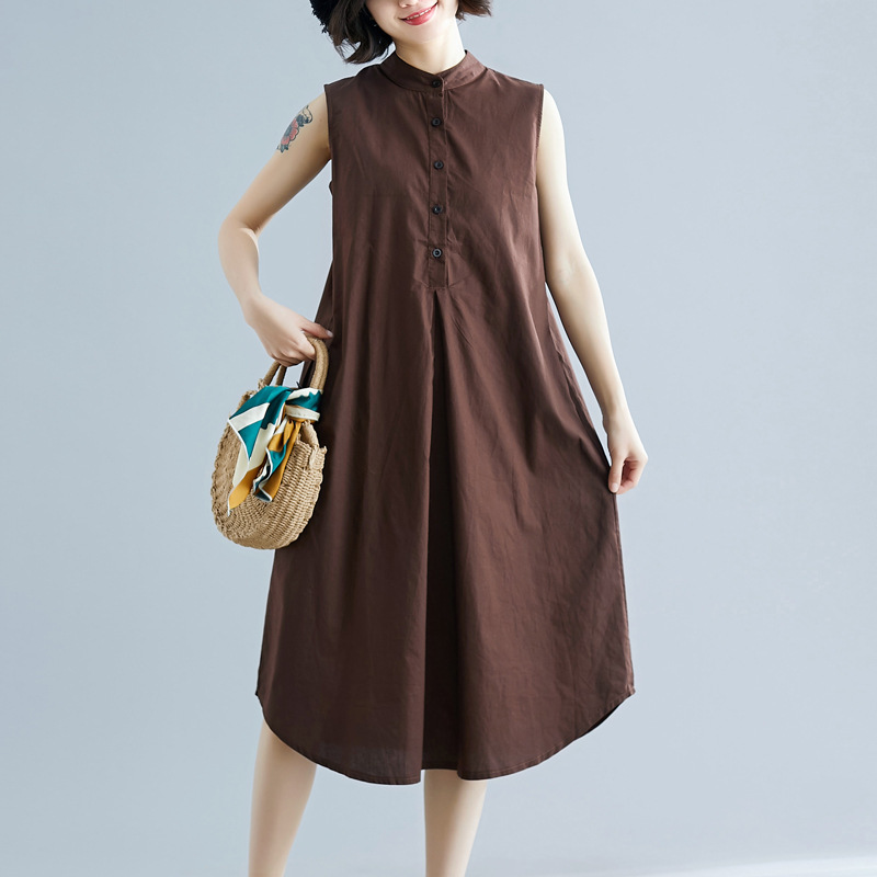 Johnature Casual A-line Summer Dress Solid Sleeveless Pockets Knee-length Tank Natural Stand Cotton Women Dress 210521, Black
Johnature Casual A-line Summer Dress Solid Sleeveless Pockets Knee-length Tank Natural Stand Cotton Women Dress 210521, Black
