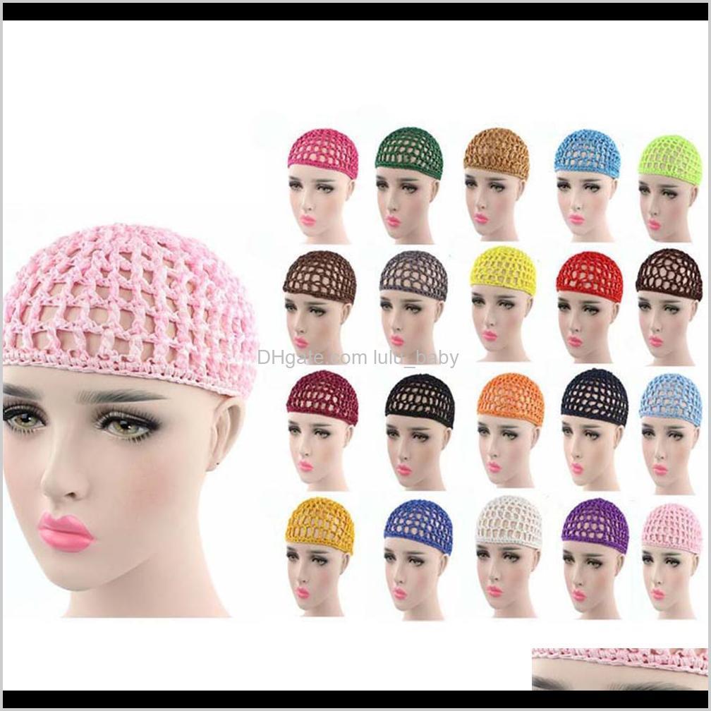 Womens Mesh Hair Net Crochet Cap Solid Color Snood Sleeping Night Cover Turban Hat Casual Beanie Chemo Hats Pltfc Wig Caps Nb