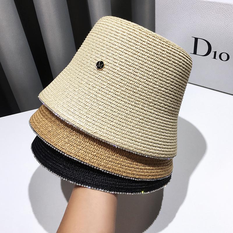 Straw Hat Female Summer Japanese Minority Retro Bucket Korean Version Of Water Diamond Sunshade Fisherman Wide Brim Hats, Blue;gray
Straw Hat Female Summer Japanese Minority Retro Bucket Korean Version Of Water Diamond Sunshade Fisherman Wide Brim Hats, Blue;gray