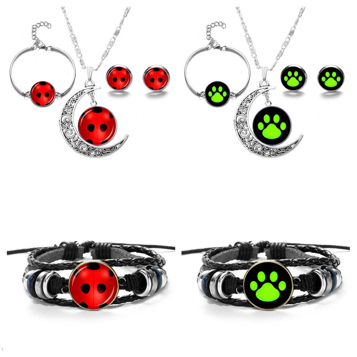 8pcs/set Miraculous Ladybug Cat Noir Pendant Necklace and Bracelet Earrings Set For Birthday Party Gift, Mixed colors
8pcs/set Miraculous Ladybug Cat Noir Pendant Necklace and Bracelet Earrings Set For Birthday Party Gift, Mixed colors