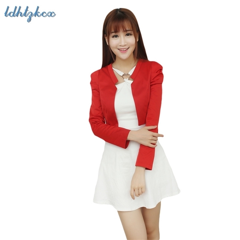 Blazer Coat Women Korean Short s Jacket Spring Summer Office White Slim Clothing Cardigan Black Coats LD03 211122