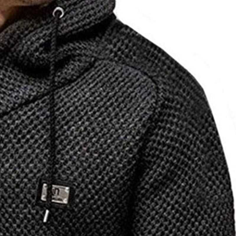 Autumn Winter Mens Sweaters Casual Zipper Cardigan Sweater Men Full Sleeve Hooded Knitted Sweater Solid Knitwear Coat 210929