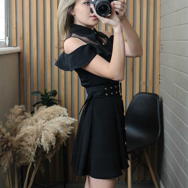 Korean OL Single Breasted Women Summer Dress Sweet Chic Black office work Short mini Dresses With Belt Vestidos jurken 210623