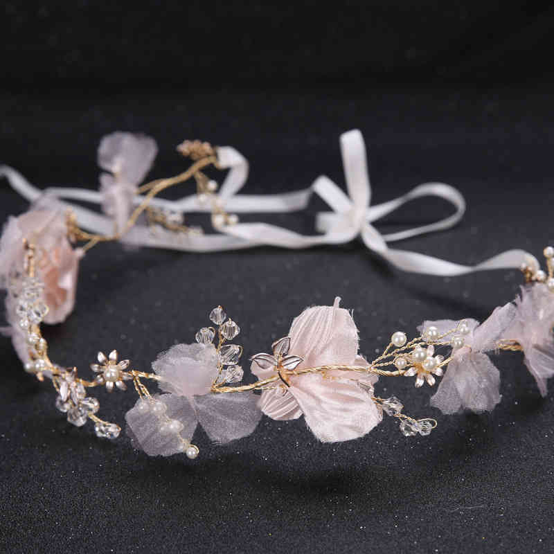 Wedding Hair Jewelry Accessories Bride Handmade Fabric Flower Band Headdress Dress Studio Modeling