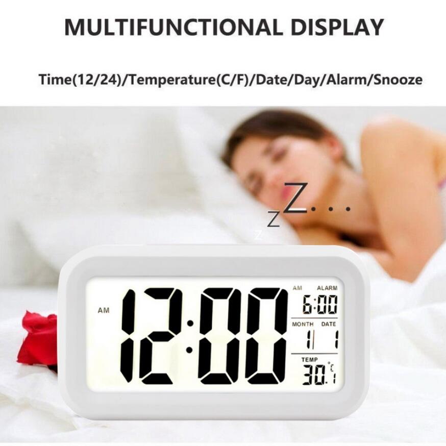 LED Digital Electronic Smart te Backlight Display Temperature & Calendar Snooze Function Alarm Clock RRD6922 Free shipping