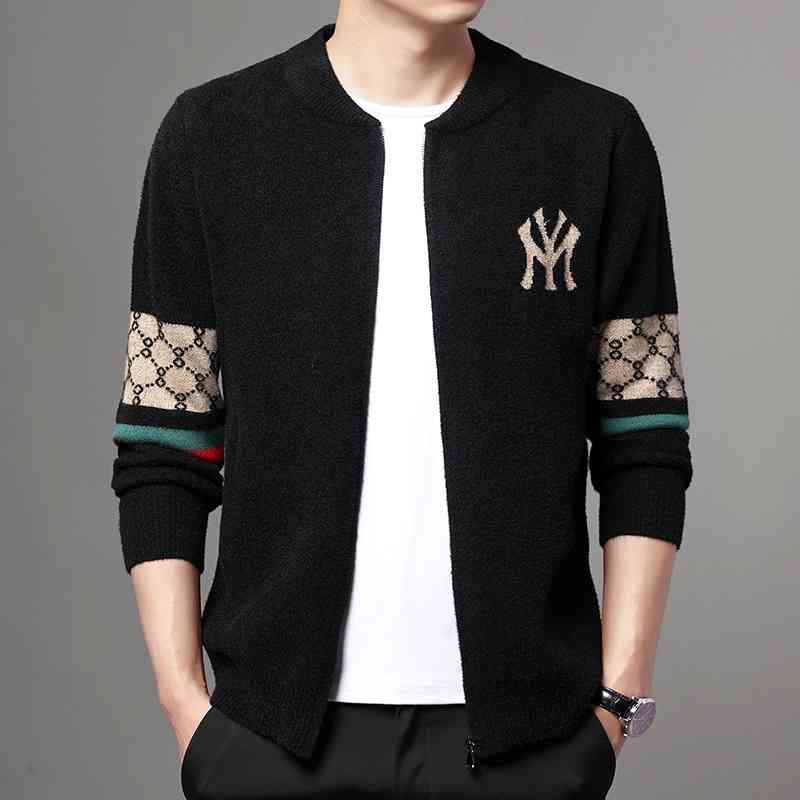 2021 autumn winter new knitted cardigan baseball collar zipper jacquard casual loose jacket men's coat, Black
2021 autumn winter new knitted cardigan baseball collar zipper jacquard casual loose jacket men's coat, Black