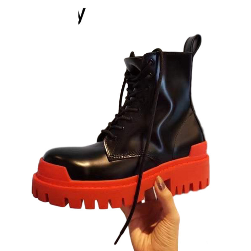 Boots Thick sole martin boots women platform genuine leather Military ankle botas british style handsome motorcycle FU39, Black red
Boots Thick sole martin boots women platform genuine leather Military ankle botas british style handsome motorcycle FU39, Black red