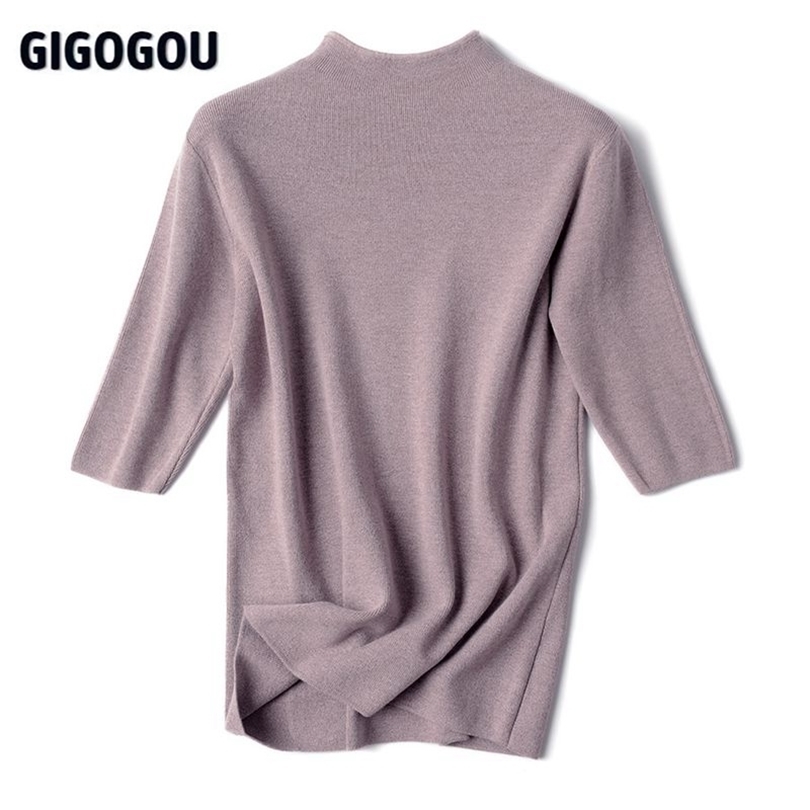 GIGOGOU Half Sleeve Women Turtleneck Sweater Autumn Spring Pullover Top Soft Female Jumper Black White Tight Sweaters Pull Femme 211018, Rose red
GIGOGOU Half Sleeve Women Turtleneck Sweater Autumn Spring Pullover Top Soft Female Jumper Black White Tight Sweaters Pull Femme 211018, Rose red