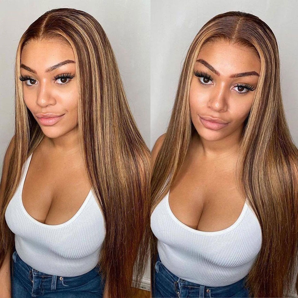 Highlight Straight Human Hair Bundles P4/27 Honey Blonde Brown Wave Bundles