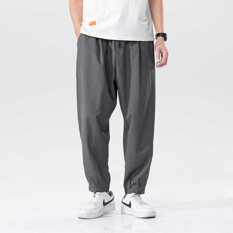 Summer Korean Fashion Loose Harem Joggers Casual Men's Lightweight Comfortable Cool Casual Ankle-Length Pants 4XL 5XL 210528
