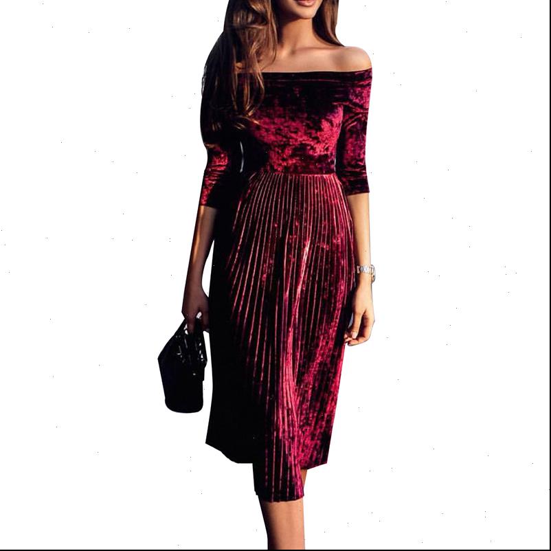Women Dresses Slash Neck Velvet Winter Dress 3 Colors Elegant Pleated Lady Party Evening Vestidos, Black;gray
Women Dresses Slash Neck Velvet Winter Dress 3 Colors Elegant Pleated Lady Party Evening Vestidos, Black;gray