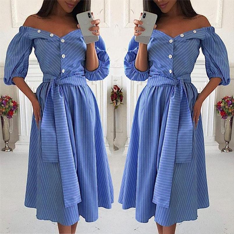 blue striped sash tie women dresses up off shoulder loose knee length dress summer fashion beach elegant clothes, Black;gray
blue striped sash tie women dresses up off shoulder loose knee length dress summer fashion beach elegant clothes, Black;gray
