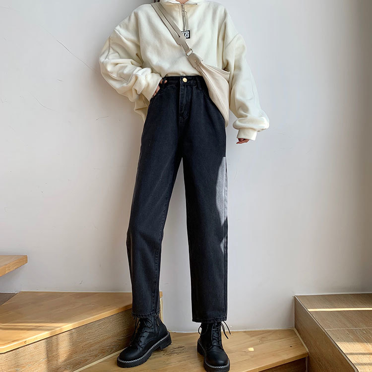 Nomikuma Korean High Waist Women Demin Pants Causal Autumn Winter New Ankel Trousers Loose Demin Straight Pants Mujer 6D169 210427