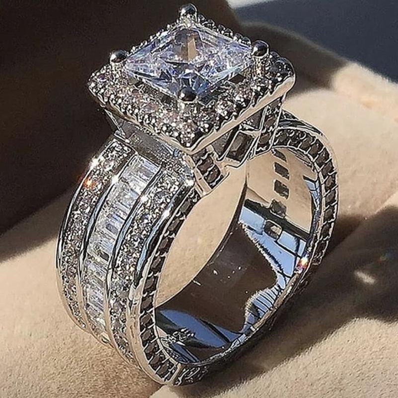 Cluster Rings Fashion 925 Silver Womens 0.4" Wide Square Engagement 4ct Diamond Architecture Simulated Platinum Bridal Jewelry
Cluster Rings Fashion 925 Silver Womens 0.4" Wide Square Engagement 4ct Diamond Architecture Simulated Platinum Bridal Jewelry