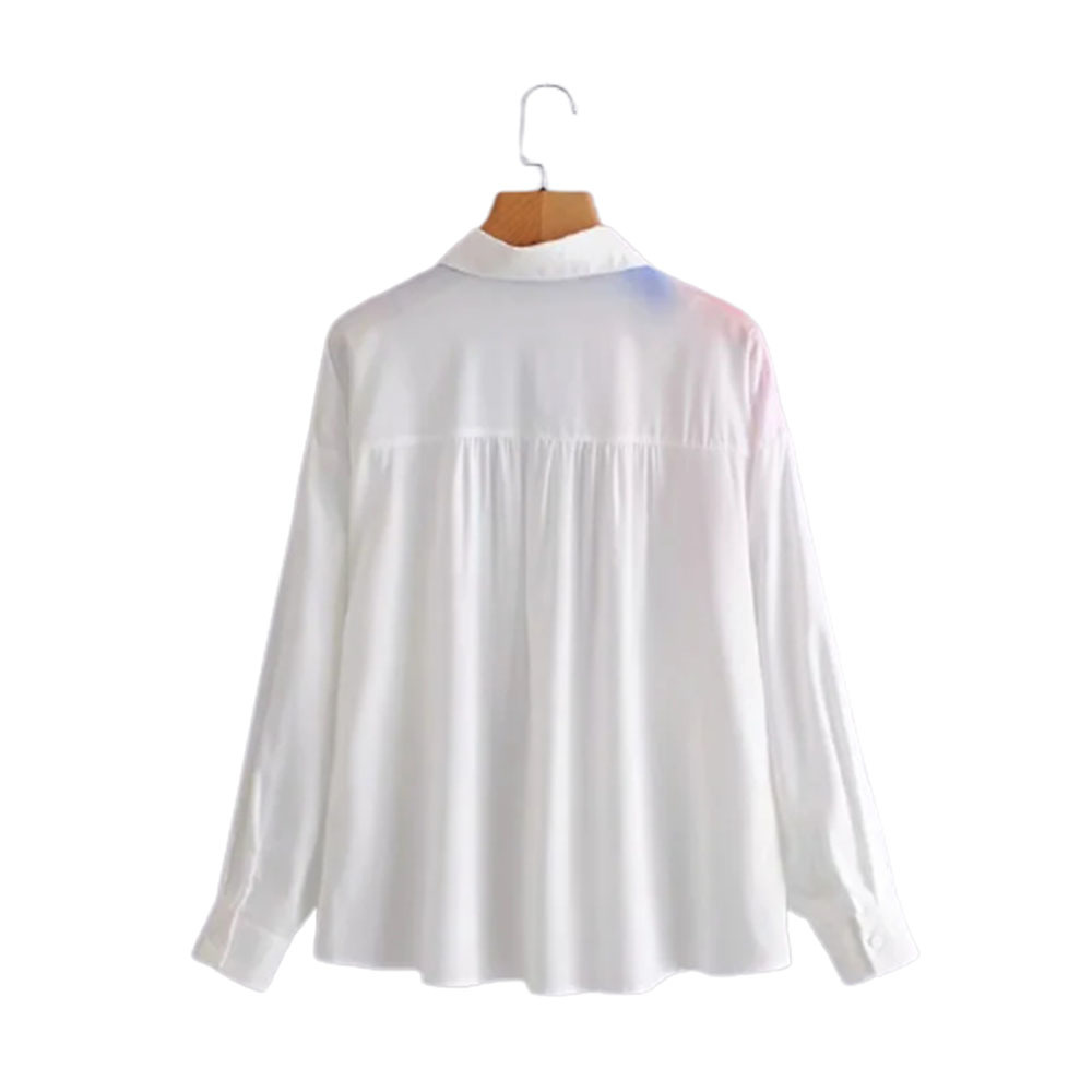 Women Fashion Tie-Dyed Elegant Blouses Vintage Lapel Collar Long Cuffed Sleeves Female Shirts Chic Tops 210520