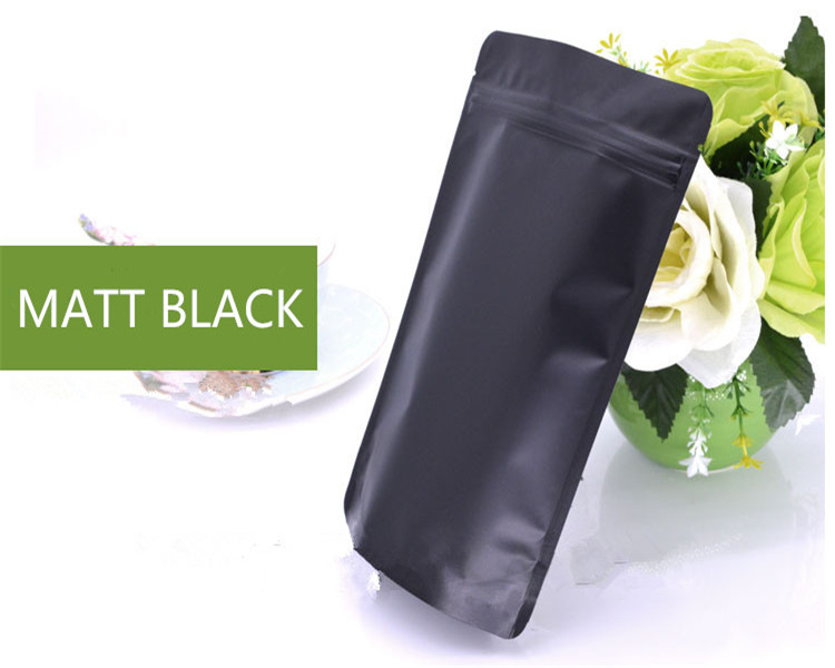 Thick Matte Black Aluminum Foil Zip Lock Bag Stand up Resealable Ground Coffee Powder Nuts Tea Snack Biscuits X-mas Gifts Packaging Pouches Support Lo