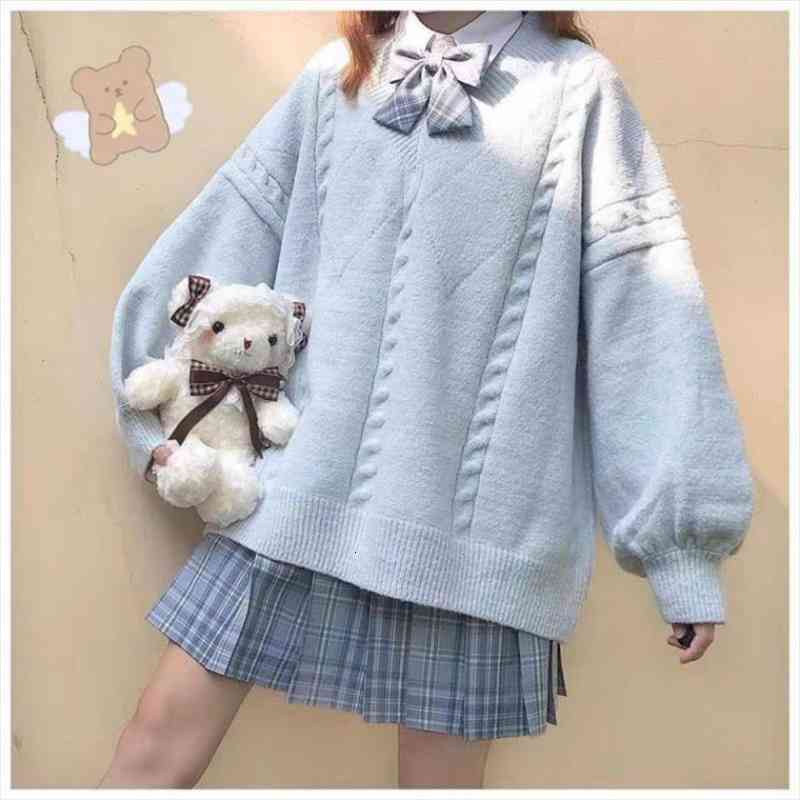preppy style sweet sweaters for women japanese oversized knitted pullovers coat v-neck lantern sleeve sueter mujer, White;black
preppy style sweet sweaters for women japanese oversized knitted pullovers coat v-neck lantern sleeve sueter mujer, White;black