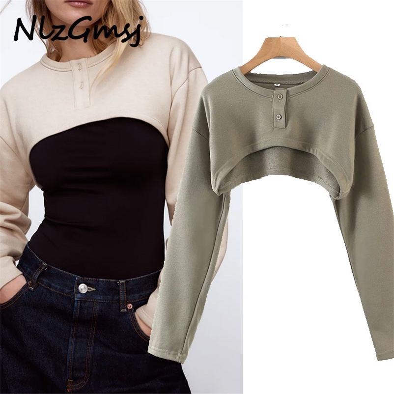 Sweatshirt Women Spring Fashion Crop Sweatshirts Buttons Oversize Long Sleeve O Neck Loose Pullovers Female 210628, As picture
Sweatshirt Women Spring Fashion Crop Sweatshirts Buttons Oversize Long Sleeve O Neck Loose Pullovers Female 210628, As picture