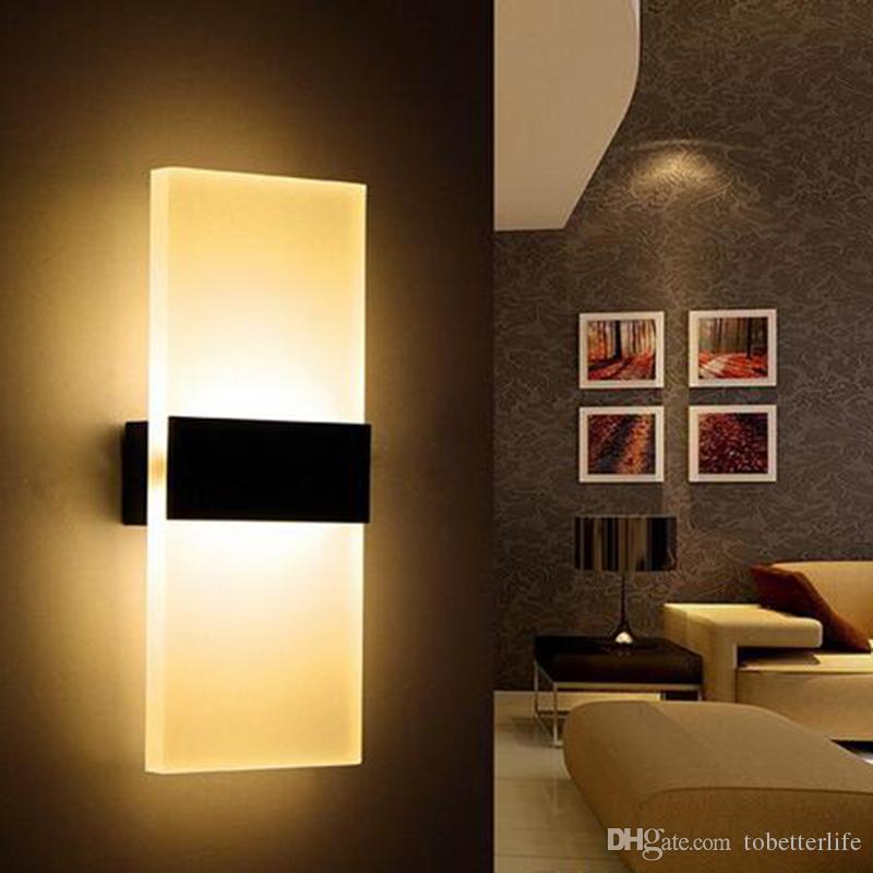Iron Acrylic White Black Wall Lamp Modern 12W 85-265v Sconce Bedroom Bathroom Night Lamps for Living Room