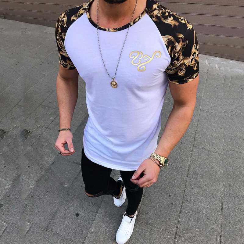 Men Tshirts Short Sleeve Slim Fit Shirt Summer Mens Clothing Casual Bodycon Printing Tees Men's Fashion Tops T-shirts 210629