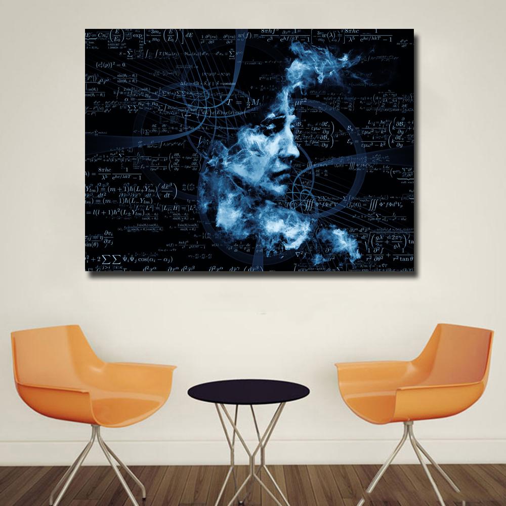 Abstract Painting Blue Women Math Portrait Oil Painting Wall Pictures For Living Room Home Decor Canvas Art No Frame