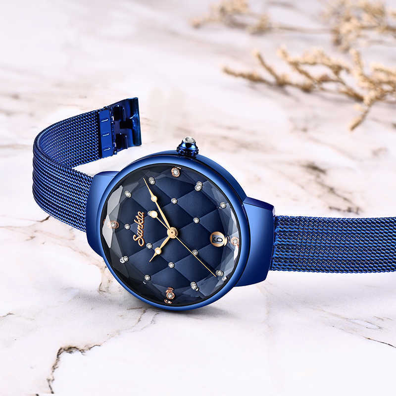 Women Fashion blue Quartz Watch Lady Casual Waterproof Simple Wristwatch Gift for Girls Wife Saat Relogio Feminino+Box 210624