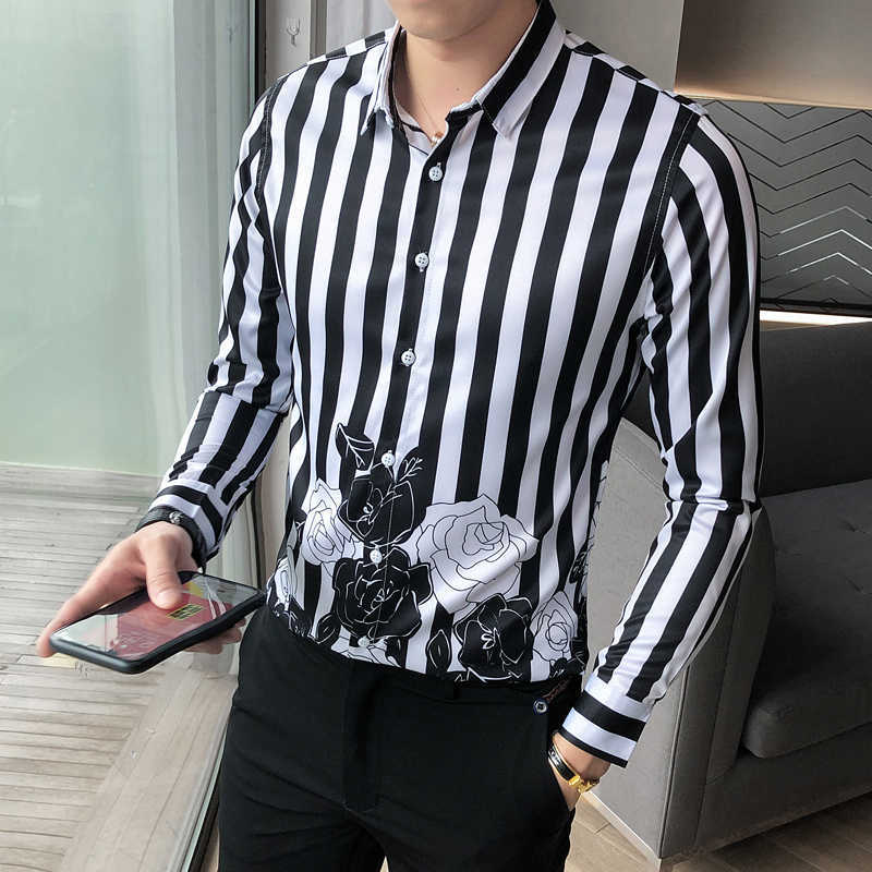 Floral Striped Shirts Men Slim Fit Business Formal Dress Shirts Long Sleeve Casual Social Party Blouse Streetwear chemise homme 210527, Black
Floral Striped Shirts Men Slim Fit Business Formal Dress Shirts Long Sleeve Casual Social Party Blouse Streetwear chemise homme 210527, Black