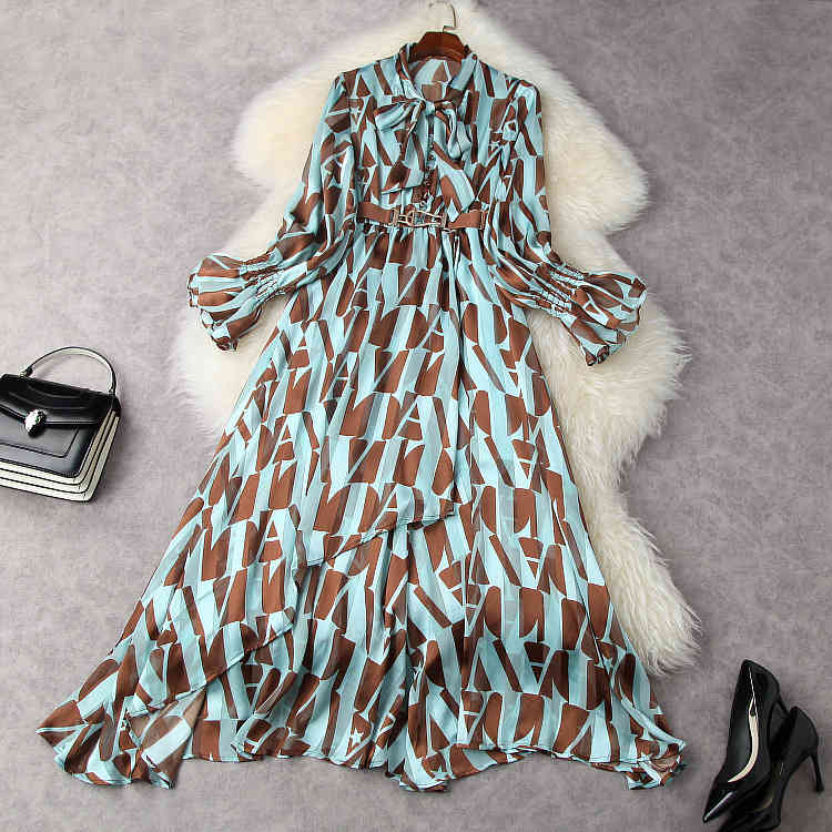 Casual Dresses European and American women' clothing spring Flared long-sleeved bow collar Fashion print flouncy dress 3BJM, Blue
Casual Dresses European and American women' clothing spring Flared long-sleeved bow collar Fashion print flouncy dress 3BJM, Blue