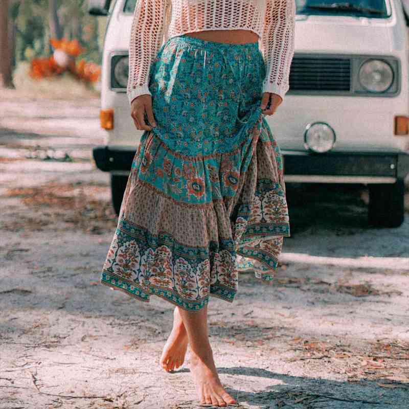 vintage floral print casual drawstring women skirts elastic waist midi boho hippie chic beach mujer faldas bottom, Black
vintage floral print casual drawstring women skirts elastic waist midi boho hippie chic beach mujer faldas bottom, Black