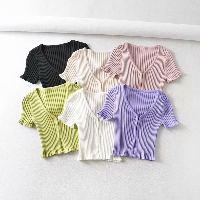 t shirt 2021 summer fashion v-neck short sleeve hook breasted slim knit cardigan top, White
t shirt 2021 summer fashion v-neck short sleeve hook breasted slim knit cardigan top, White