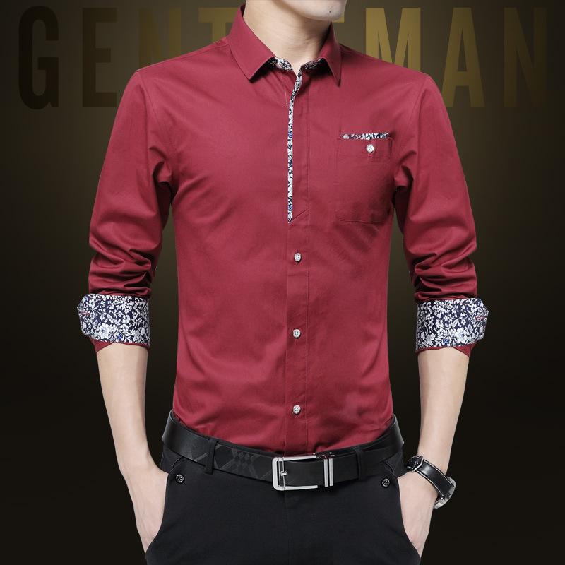 Plus Size 3XL 2021 Men Casual Shirts Non-ironing Long Sleeve Shirt Turn Down Collar Slim Mens Clothes Men's