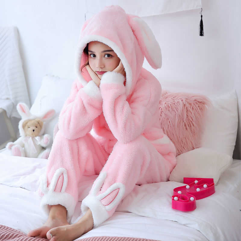 Winter Thick Warm Flannel Pajamas Sets For Women Sleepwear Home Clothing Pajama Home Wear Pyjamas Set 210924