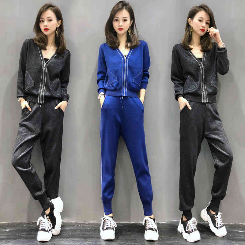 Women sweater Suit and sets Autumn winter fashion knitted short cardigans long pants girls costumes 210524, Beige
Women sweater Suit and sets Autumn winter fashion knitted short cardigans long pants girls costumes 210524, Beige