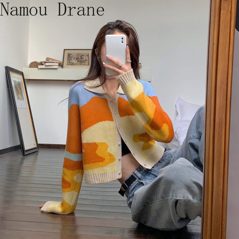 Sunset Oil Painting Jacquard Cardigan Sweater Women's Lapel Long-sleeved Thin Knit Top Tide 210429, Beige
Sunset Oil Painting Jacquard Cardigan Sweater Women's Lapel Long-sleeved Thin Knit Top Tide 210429, Beige