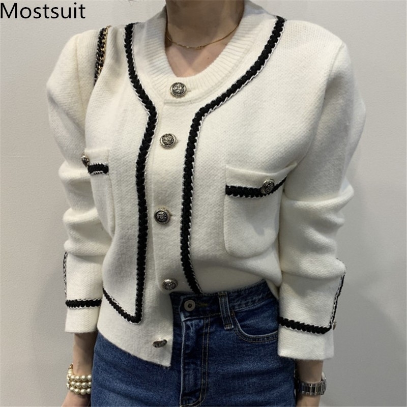 Color-blocked Korean Vintage Women Cardigan Sweater Spring Single-breasted O-neck Tops Fashion Ladies Cardigans 210518, Black
Color-blocked Korean Vintage Women Cardigan Sweater Spring Single-breasted O-neck Tops Fashion Ladies Cardigans 210518, Black