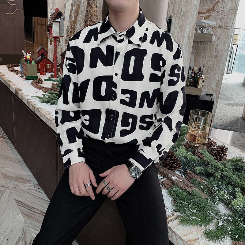 Spring Men Shirts Letter Print Long Sleeve Casual Shirt Streetwear Social Nightclub Blouse Male Clothing Camisa Masculina 210527, Beige
Spring Men Shirts Letter Print Long Sleeve Casual Shirt Streetwear Social Nightclub Blouse Male Clothing Camisa Masculina 210527, Beige