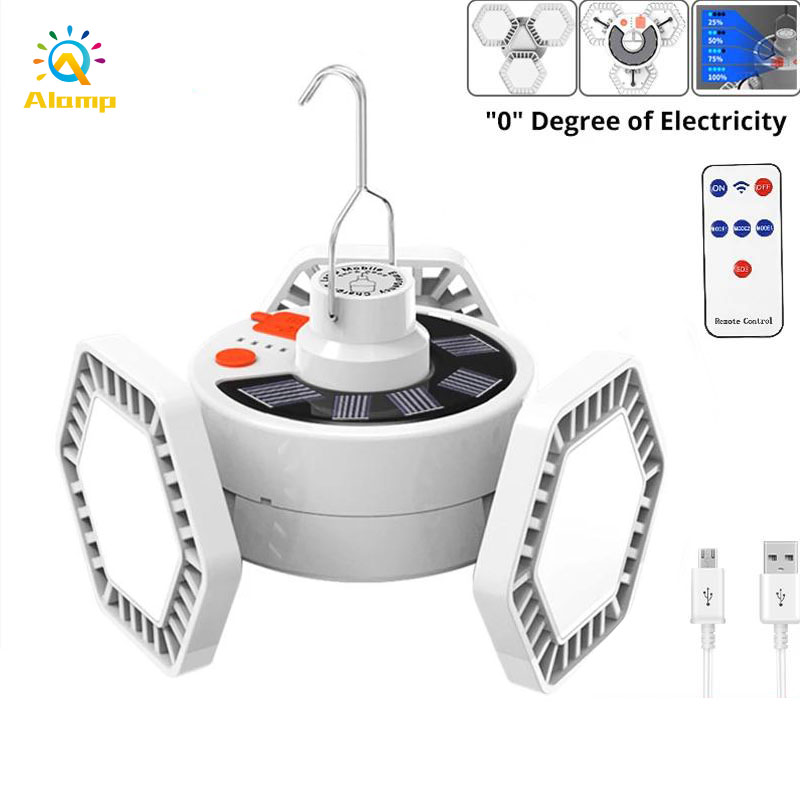 Solar Bulb Light Lamps 3 leaf 126 LEDs USB Rechargeable 4 Modes Emergency Night Lights with Hook Battery Indicator Remote Tent Camping Lamp
Solar Bulb Light Lamps 3 leaf 126 LEDs USB Rechargeable 4 Modes Emergency Night Lights with Hook Battery Indicator Remote Tent Camping Lamp
