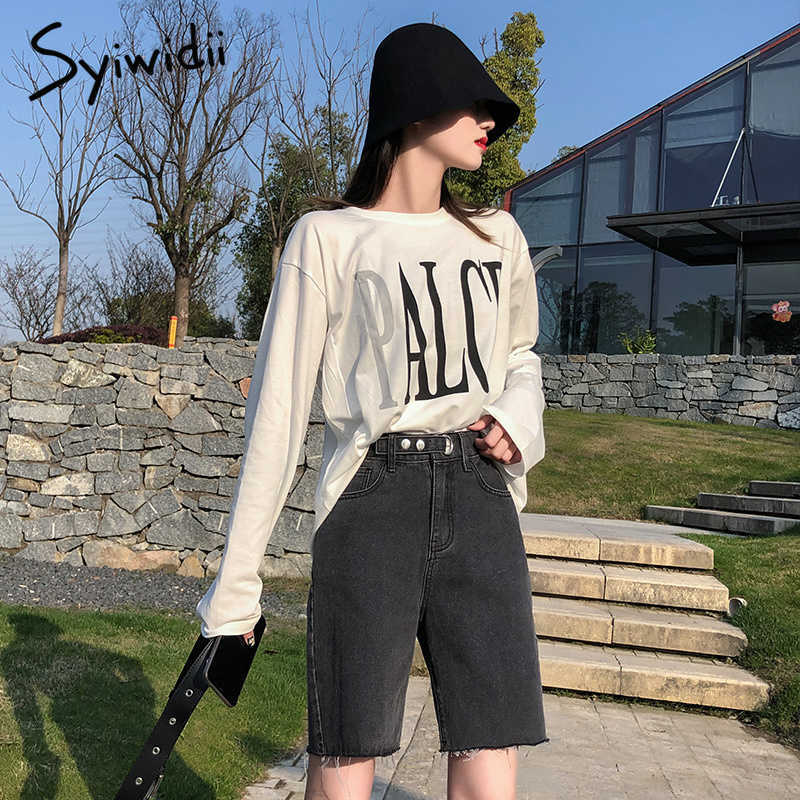 Denim Shorts Women Jean Fashion Korean Tassel Solid Casual Plus Size Black high Waist Beige Sky blue Gray Street 210714