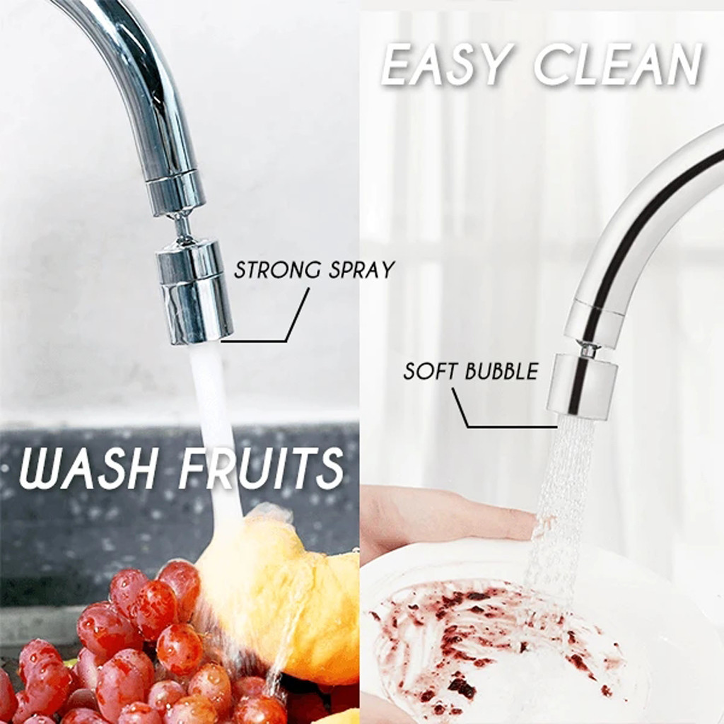 360.Rotate 2-flow water bubbler tap home cooks saving head from tap spray nozzle surface treatment galvania
