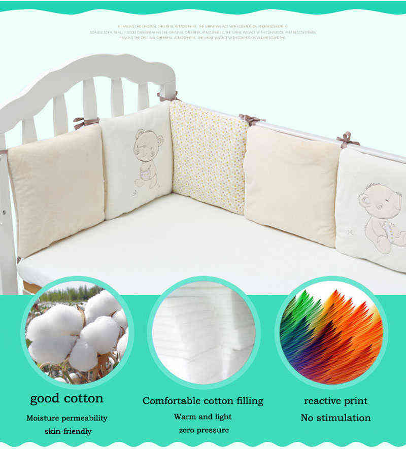6 Pcs/Set Children's Cot Bumper Baby Head Protector Baby Bed Protection Bumper Cotton Cot Baby Bumpers In the Crib 220209