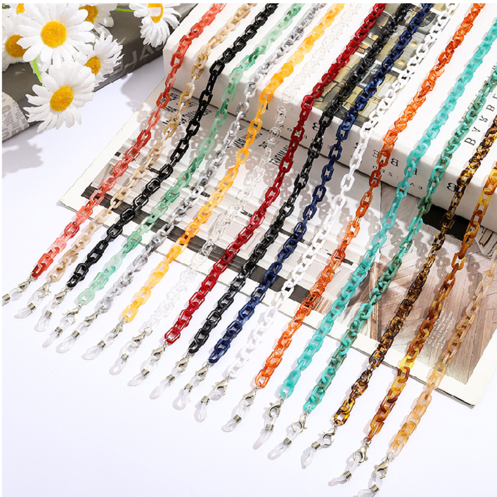 Non-slip Glasses Sunglasses Chain Eyeglasses Mask Colorful Solid Color Eye Anti-lost Resin Cord Holder Rope Hang Necklaces Link Chain Jewelry Accessor